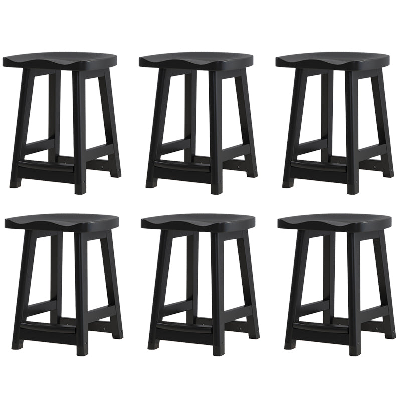 Contemporary Rubberwood Home Stool Solid Wood Backless Barstool