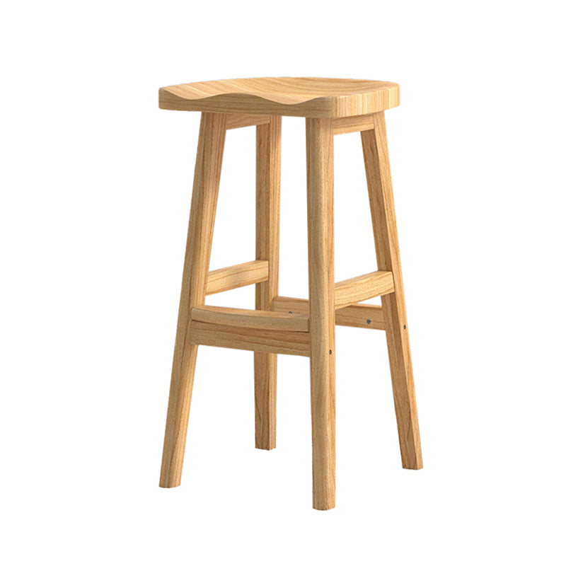Contemporary Rubberwood Home Stool Solid Wood Backless Barstool
