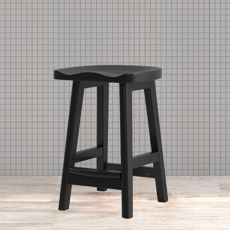 Contemporary Rubberwood Home Stool Solid Wood Backless Barstool