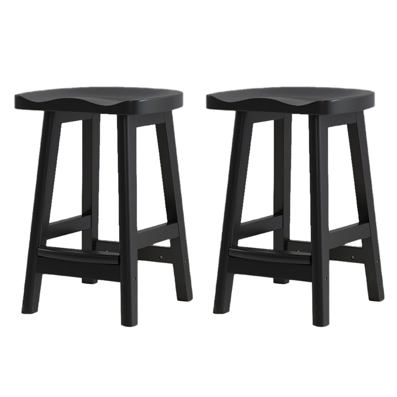 Contemporary Rubberwood Home Stool Solid Wood Backless Barstool