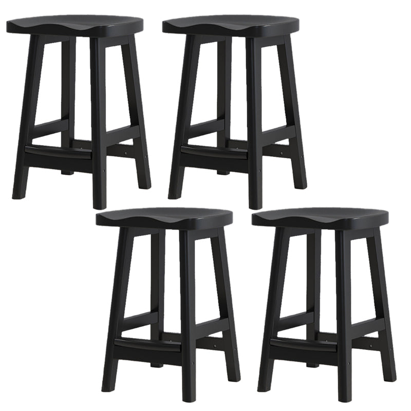 Contemporary Rubberwood Home Stool Solid Wood Backless Barstool