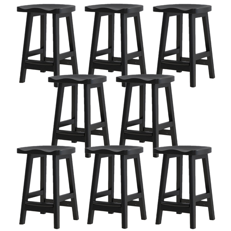 Contemporary Rubberwood Home Stool Solid Wood Backless Barstool