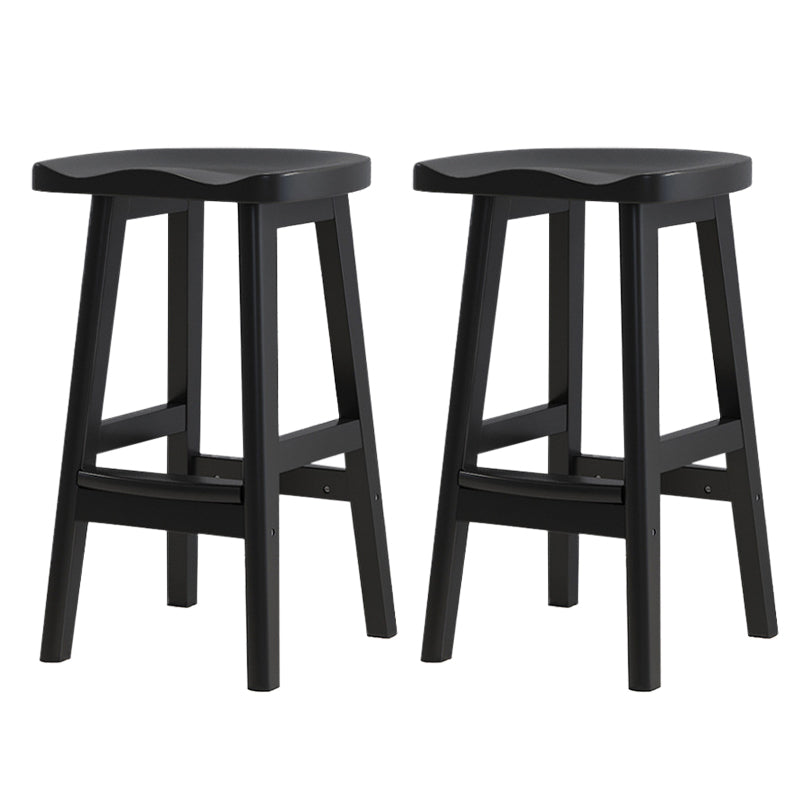 Contemporary Rubberwood Home Stool Solid Wood Backless Barstool