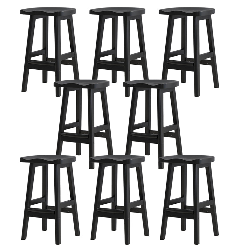 Contemporary Rubberwood Home Stool Solid Wood Backless Barstool