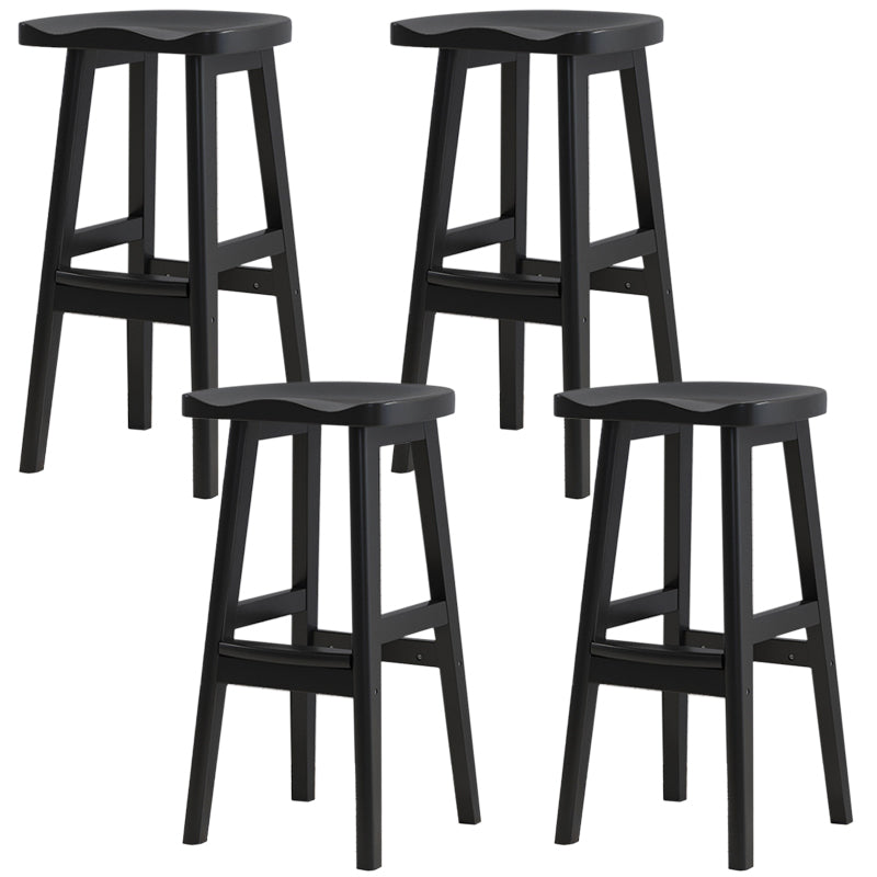 Contemporary Rubberwood Home Stool Solid Wood Backless Barstool