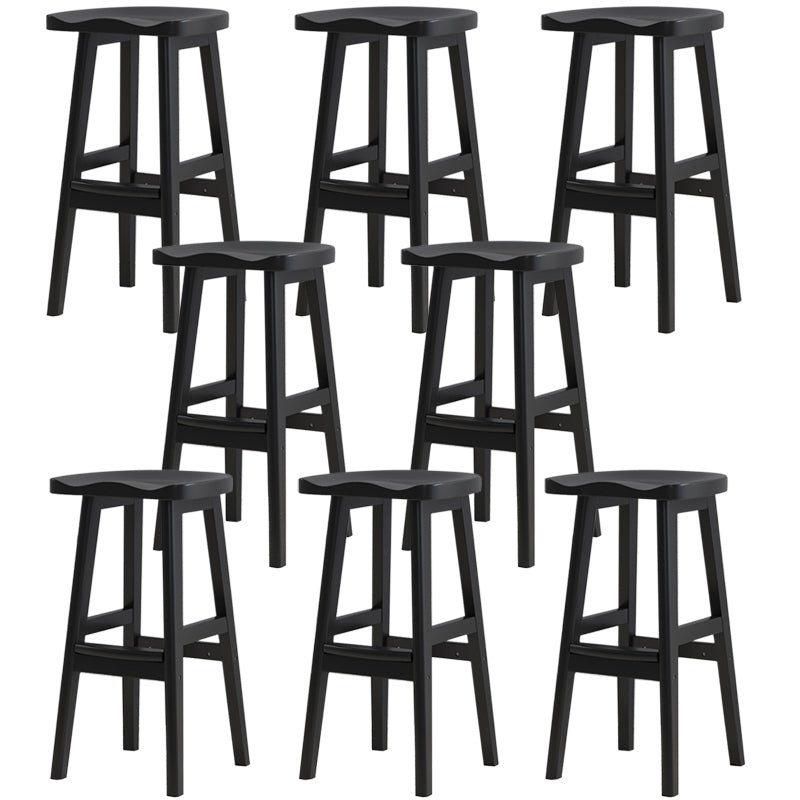 Contemporary Rubberwood Home Stool Solid Wood Backless Barstool