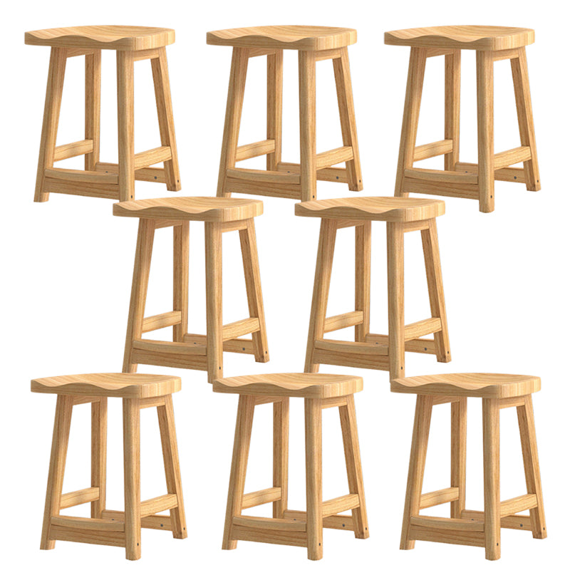 Contemporary Rubberwood Home Stool Solid Wood Backless Barstool