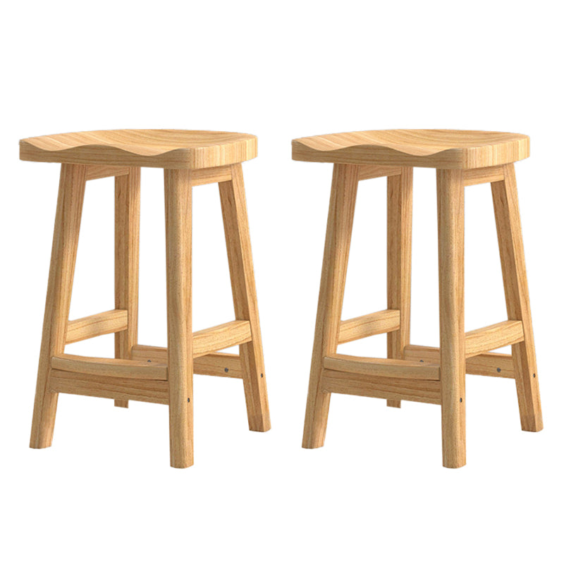 Contemporary Rubberwood Home Stool Solid Wood Backless Barstool