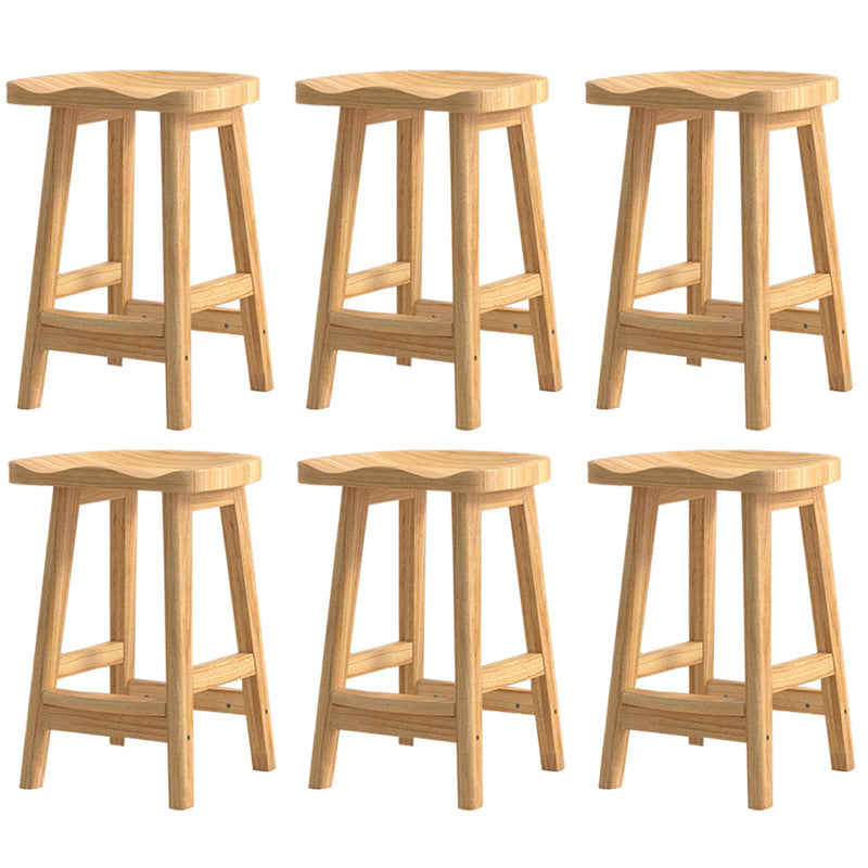 Contemporary Rubberwood Home Stool Solid Wood Backless Barstool