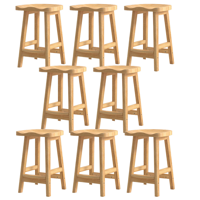 Contemporary Rubberwood Home Stool Solid Wood Backless Barstool
