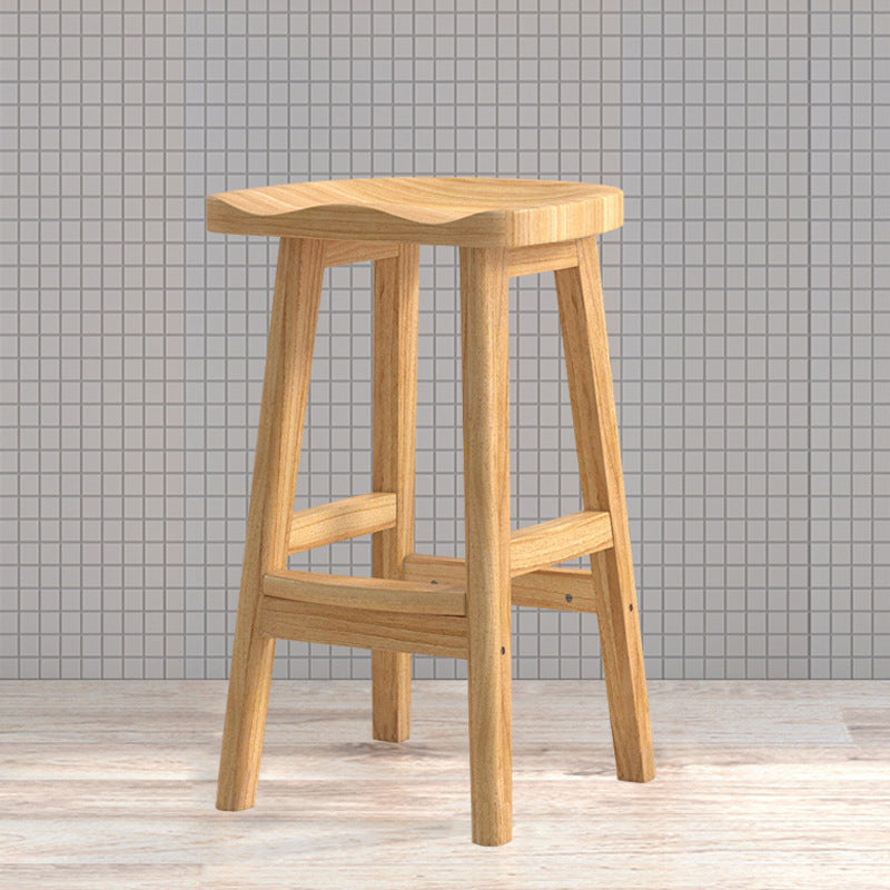 Contemporary Rubberwood Home Stool Solid Wood Backless Barstool