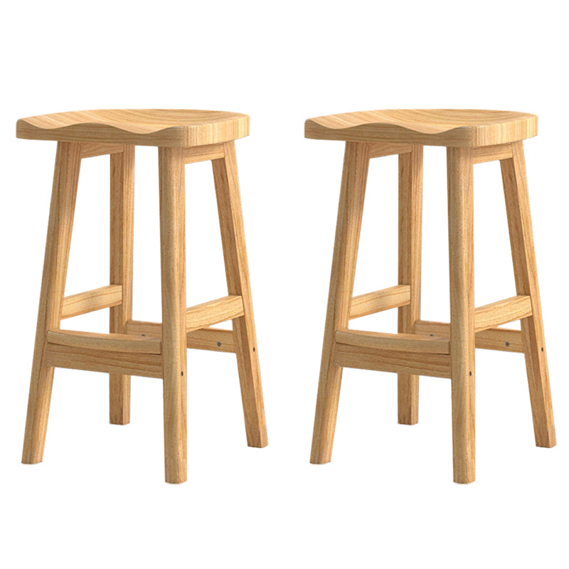 Contemporary Rubberwood Home Stool Solid Wood Backless Barstool