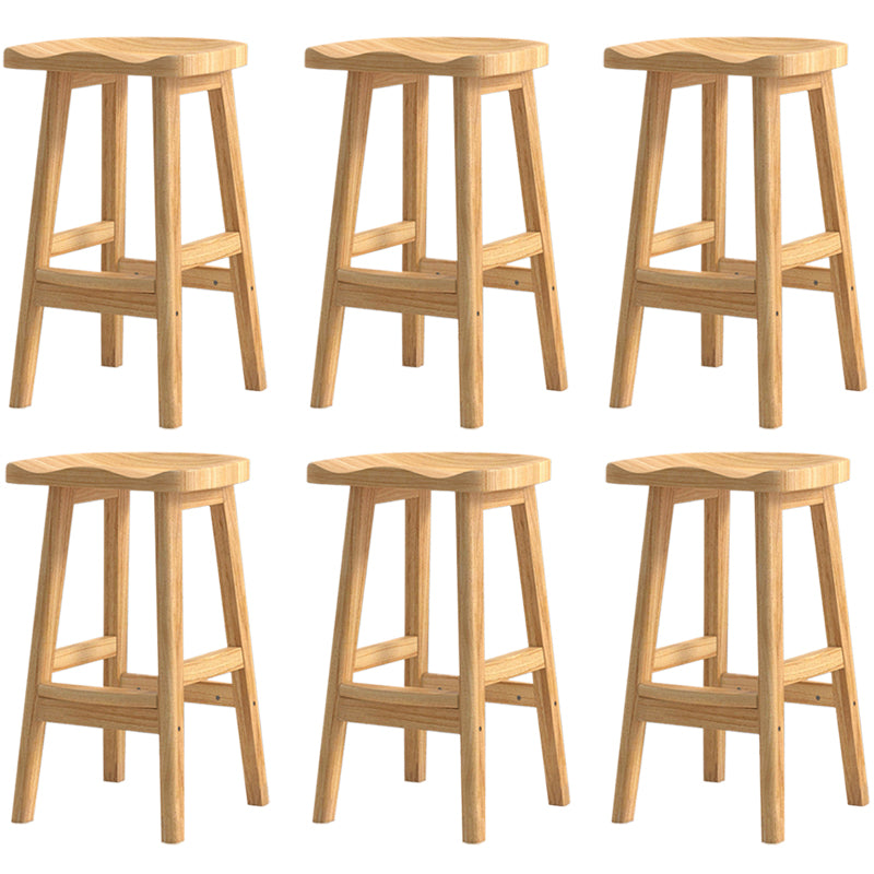 Contemporary Rubberwood Home Stool Solid Wood Backless Barstool
