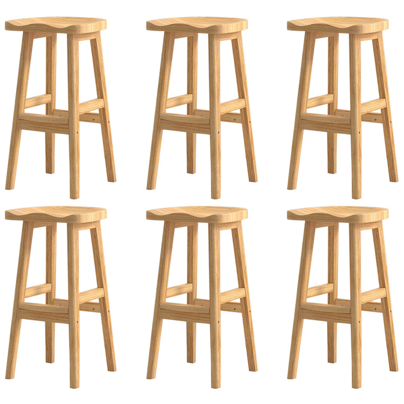 Contemporary Rubberwood Home Stool Solid Wood Backless Barstool