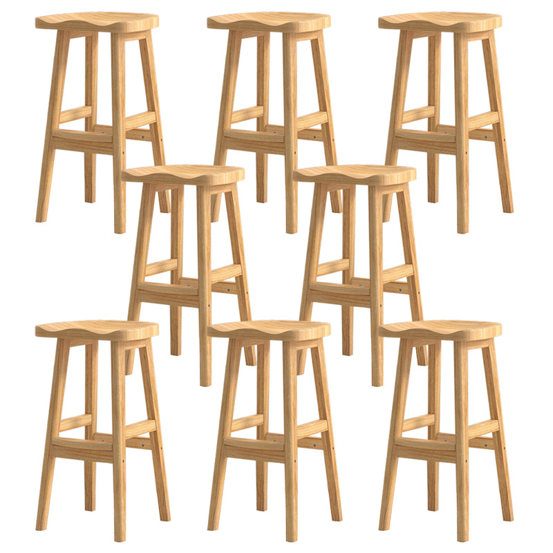 Contemporary Rubberwood Home Stool Solid Wood Backless Barstool