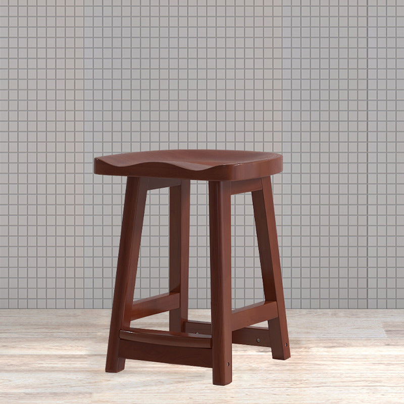 Contemporary Rubberwood Home Stool Solid Wood Backless Barstool