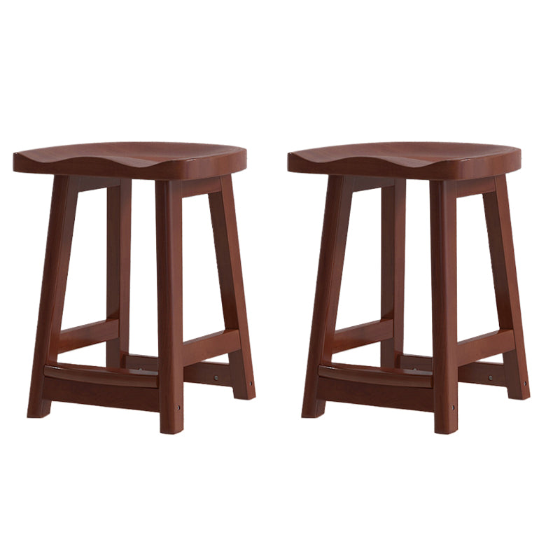 Contemporary Rubberwood Home Stool Solid Wood Backless Barstool