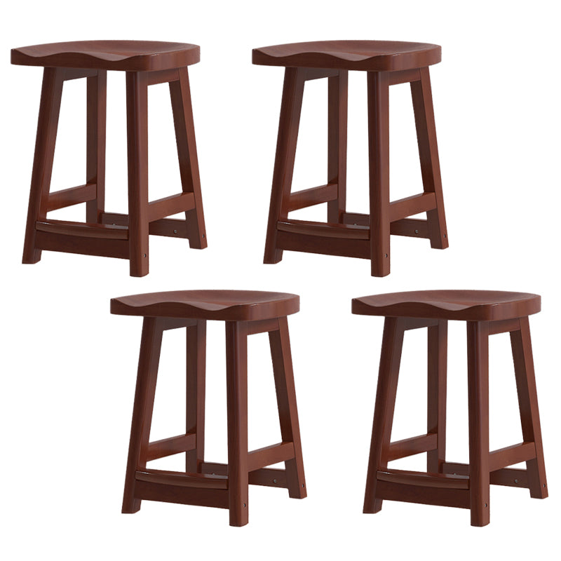 Contemporary Rubberwood Home Stool Solid Wood Backless Barstool
