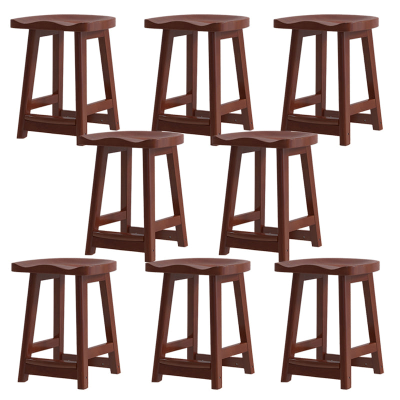 Contemporary Rubberwood Home Stool Solid Wood Backless Barstool