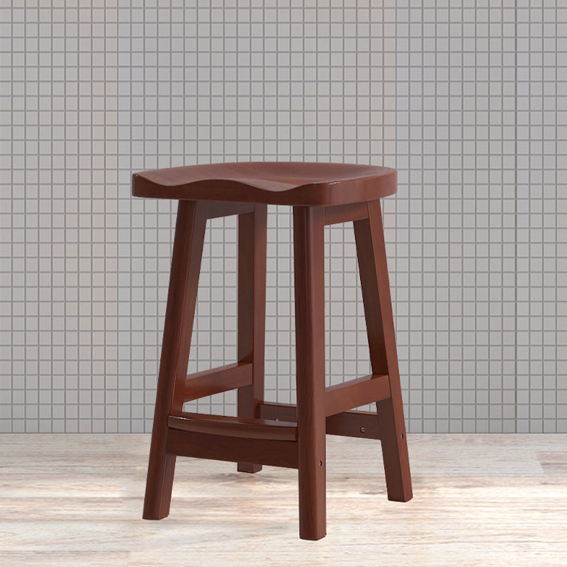 Contemporary Rubberwood Home Stool Solid Wood Backless Barstool