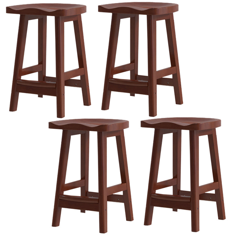 Contemporary Rubberwood Home Stool Solid Wood Backless Barstool