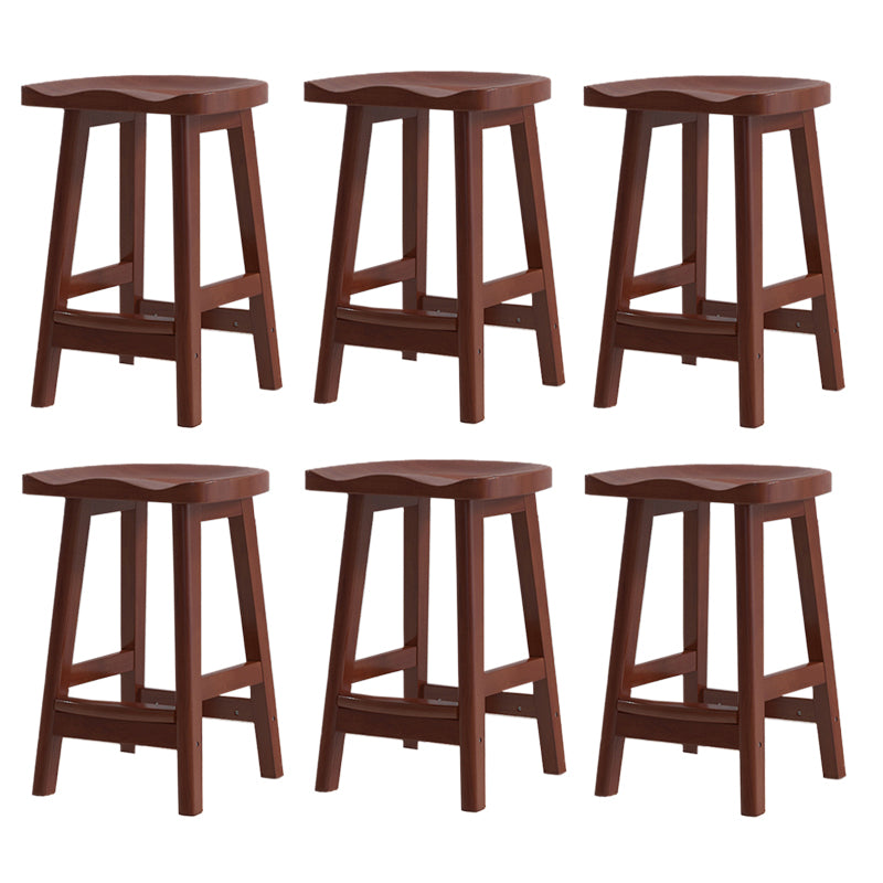 Contemporary Rubberwood Home Stool Solid Wood Backless Barstool