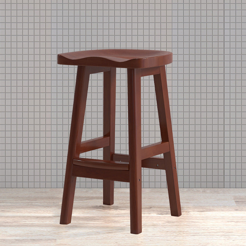 Contemporary Rubberwood Home Stool Solid Wood Backless Barstool