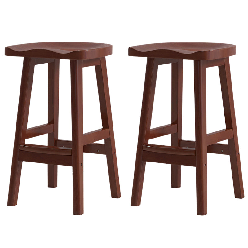 Contemporary Rubberwood Home Stool Solid Wood Backless Barstool