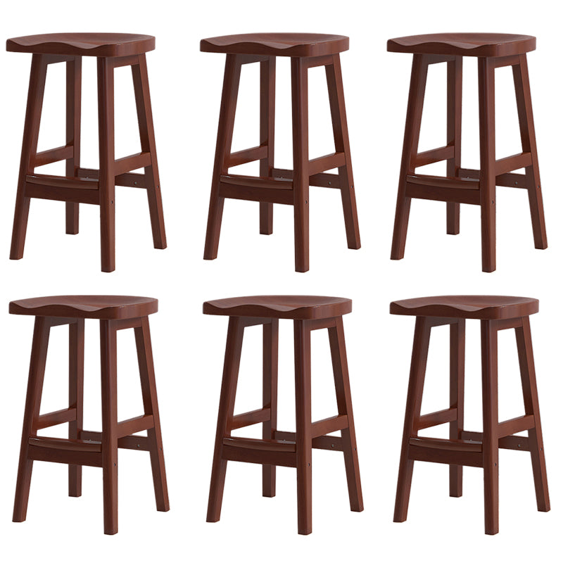Contemporary Rubberwood Home Stool Solid Wood Backless Barstool