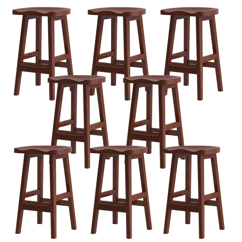 Contemporary Rubberwood Home Stool Solid Wood Backless Barstool