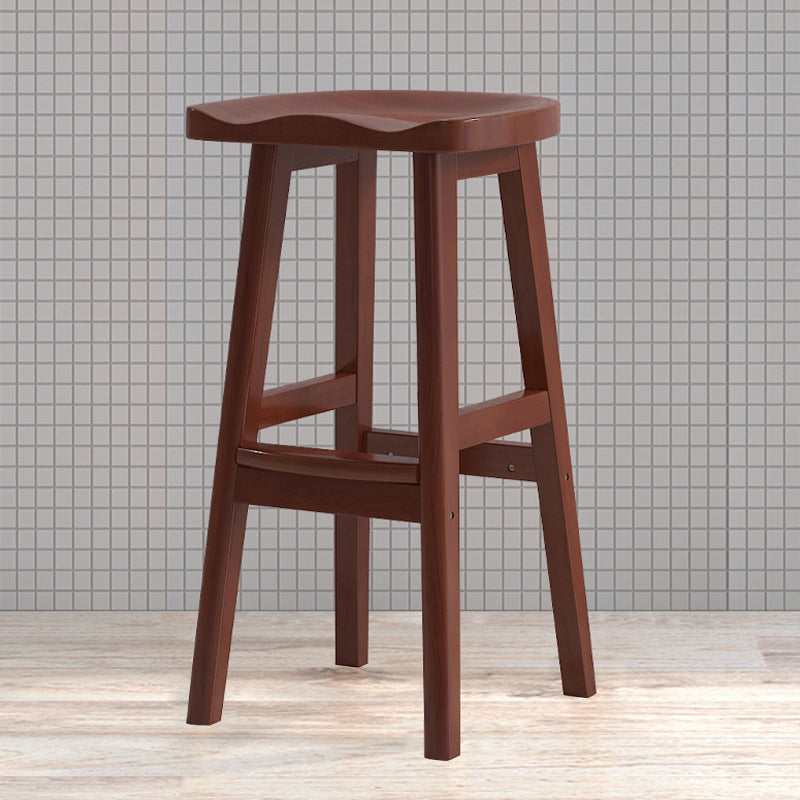 Contemporary Rubberwood Home Stool Solid Wood Backless Barstool