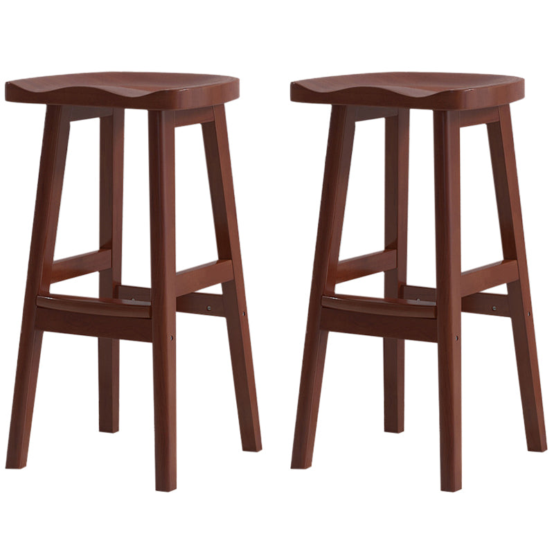 Contemporary Rubberwood Home Stool Solid Wood Backless Barstool