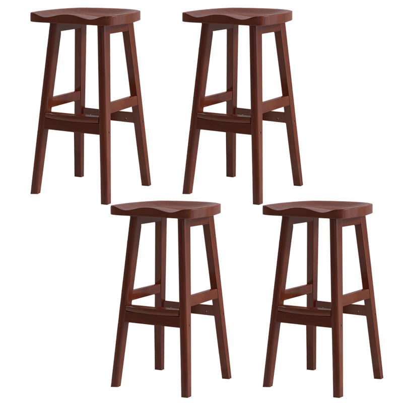 Contemporary Rubberwood Home Stool Solid Wood Backless Barstool