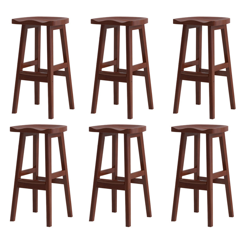 Contemporary Rubberwood Home Stool Solid Wood Backless Barstool