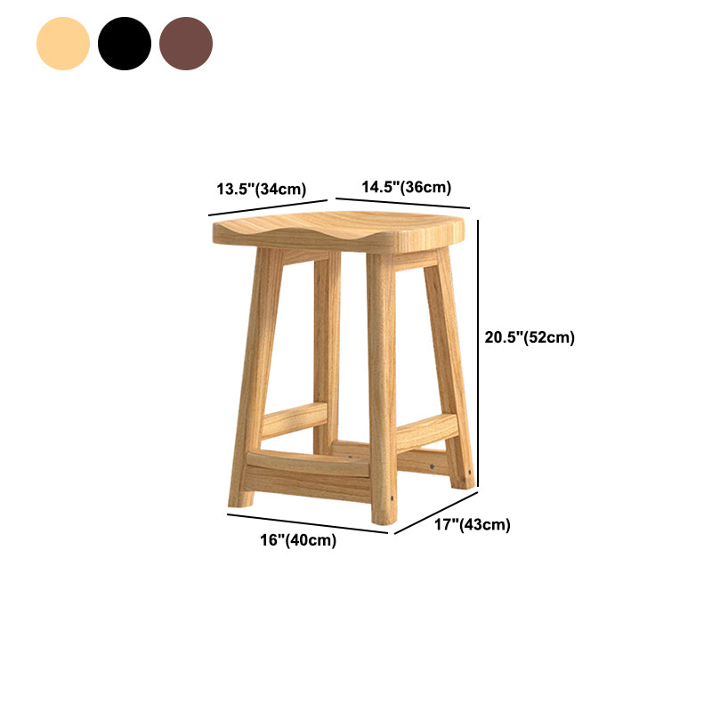 Contemporary Rubberwood Home Stool Solid Wood Backless Barstool