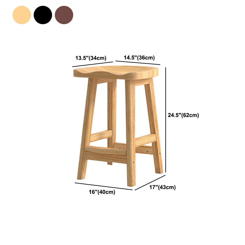 Contemporary Rubberwood Home Stool Solid Wood Backless Barstool