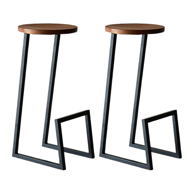 Modern Armless Bar Stool Indoor Round Seat Bar Chair with Metal Legs