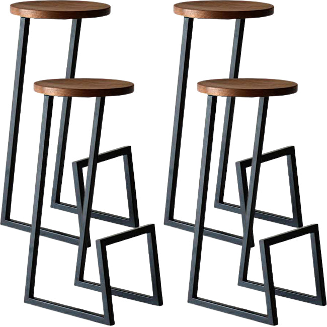 Modern Armless Bar Stool Indoor Round Seat Bar Chair with Metal Legs