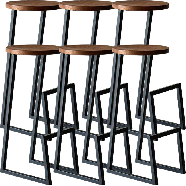 Modern Armless Bar Stool Indoor Round Seat Bar Chair with Metal Legs