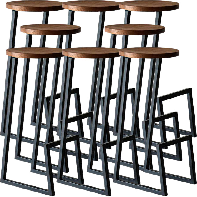 Modern Armless Bar Stool Indoor Round Seat Bar Chair with Metal Legs