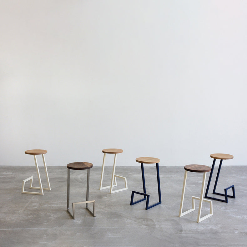 Modern Armless Bar Stool Indoor Round Seat Bar Chair with Metal Legs