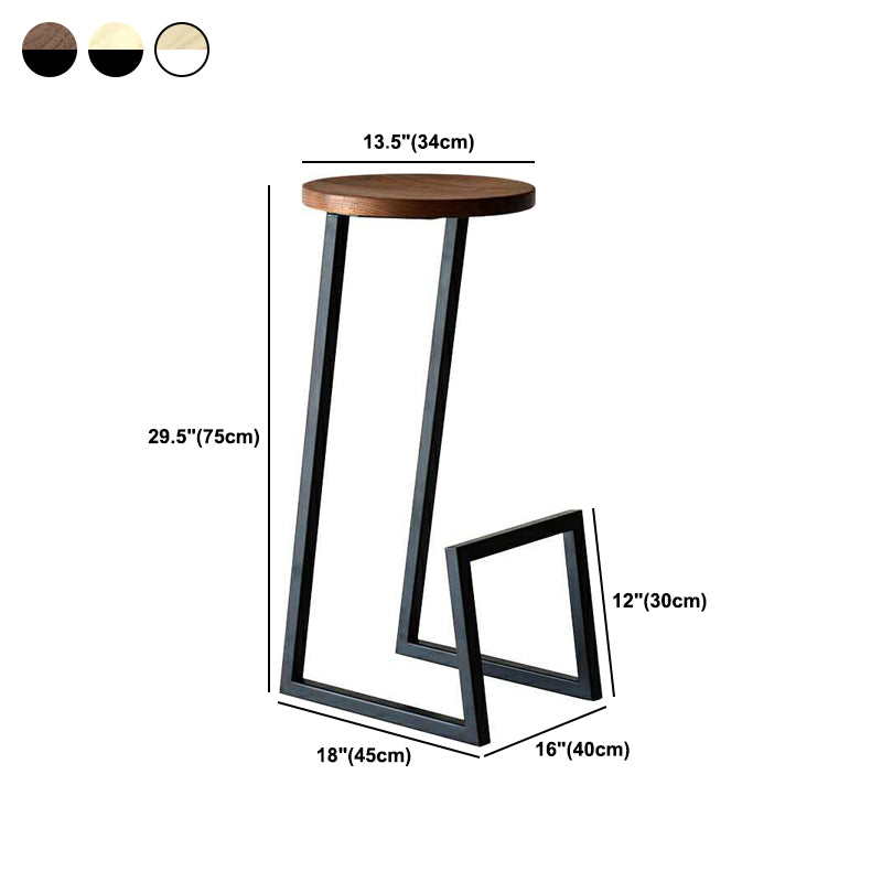 Modern Armless Bar Stool Indoor Round Seat Bar Chair with Metal Legs