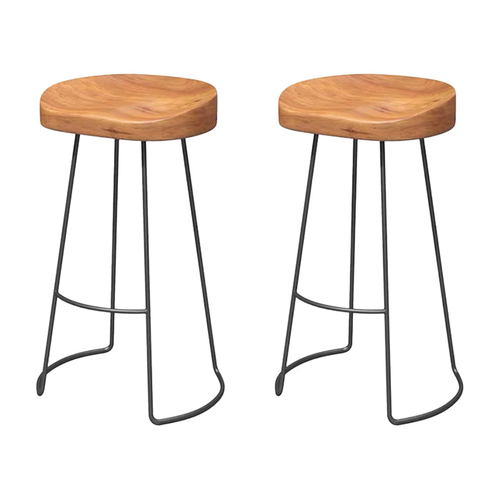 Saddle Seat Armless Bar Stool Modern Backless Bar Chair with Metal Footrest