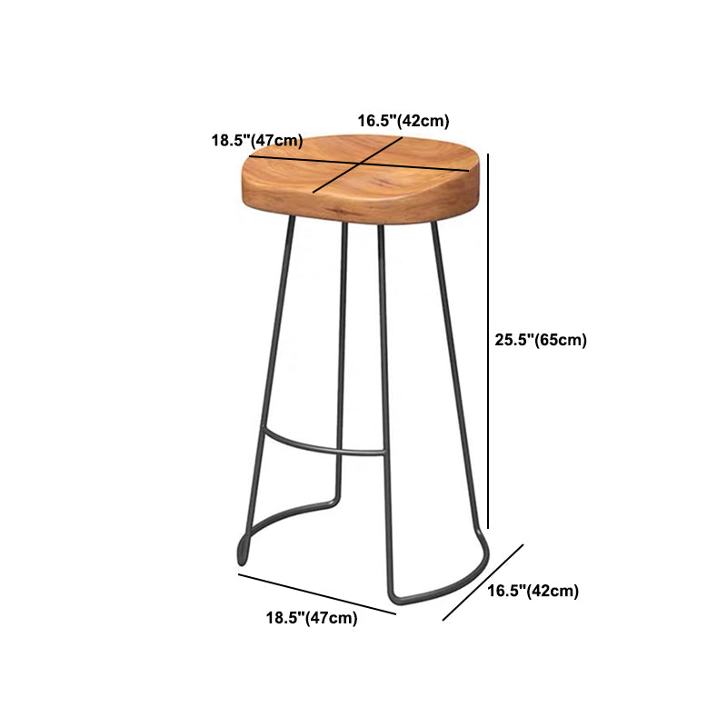 Saddle Seat Armless Bar Stool Modern Backless Bar Chair with Metal Footrest