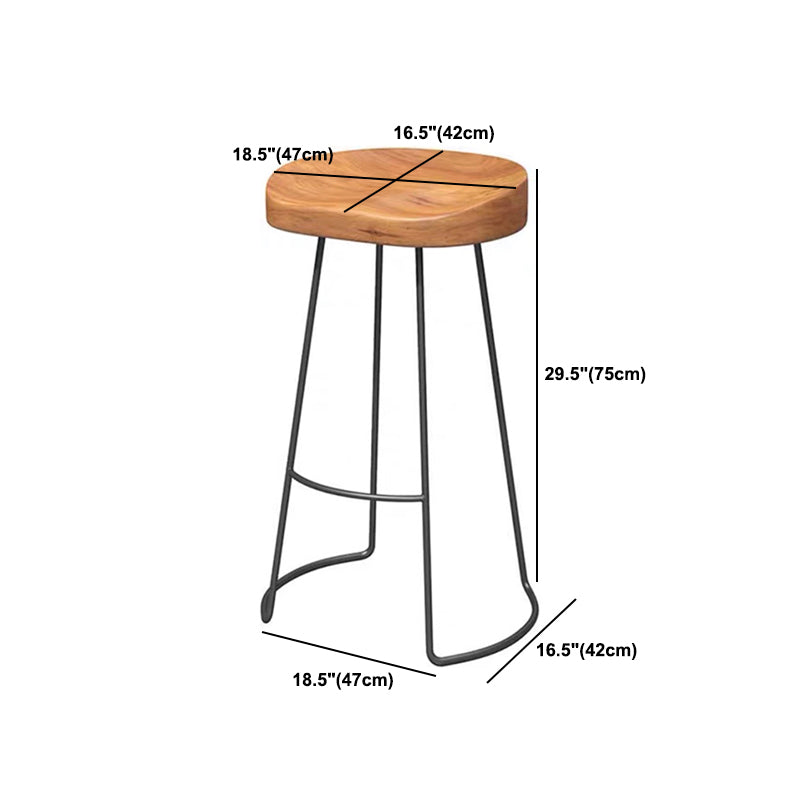 Saddle Seat Armless Bar Stool Modern Backless Bar Chair with Metal Footrest