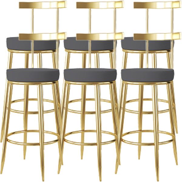 Fabric Round Seat Bar Stools Low Back Gold Iron Base Barstool for Home