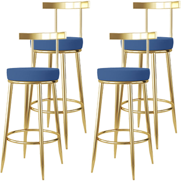 Fabric Round Seat Bar Stools Low Back Gold Iron Base Barstool for Home
