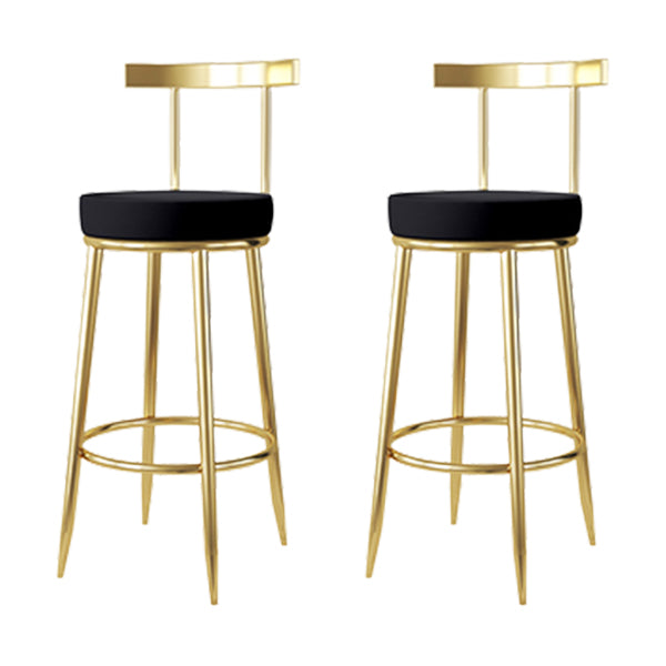 Fabric Round Seat Bar Stools Low Back Gold Iron Base Barstool for Home