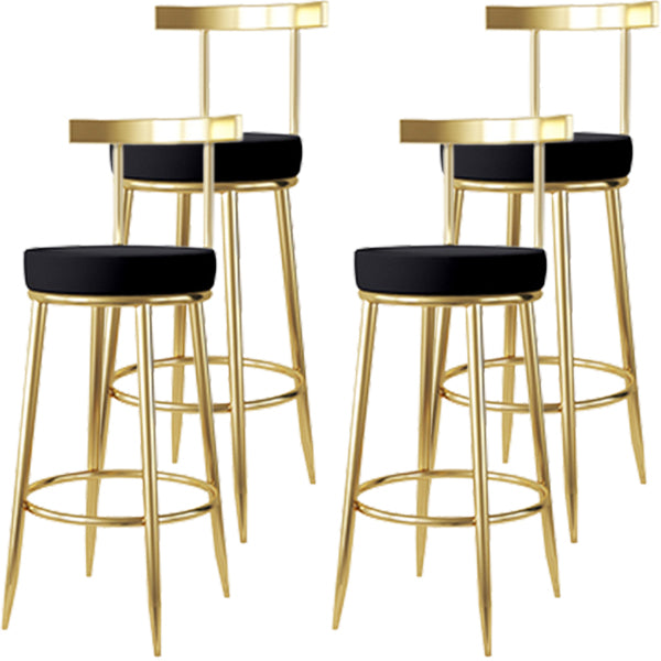 Fabric Round Seat Bar Stools Low Back Gold Iron Base Barstool for Home