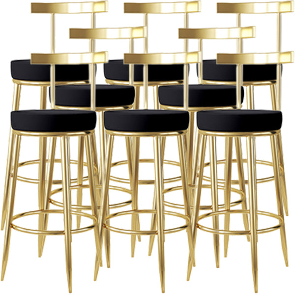 Fabric Round Seat Bar Stools Low Back Gold Iron Base Barstool for Home